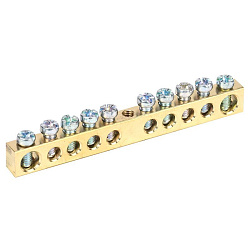 Шина PEN «земля-ноль» 6х9мм 10/1 (10 групп/крепеж по центру) REXANT 11-2359