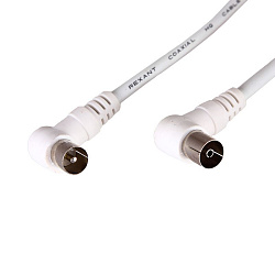 Шнур ТВ гнездо - ТВ штекер, угловой, 1,5м, белый REXANT 18-0022