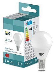 Лампа светодиодная "Шар G45" 5 Вт 400lm 4000K E14 IEK (ЭФ) LL-I-G45-5-230-40-E14