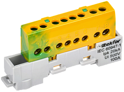 TEKFOR Шина PE "земля" изолированная на универсальном держателе 6х9-8-ЖЗ IEK TF-NN10-08-KL-K52