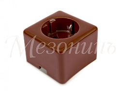 Розетка ретро фарфоровая, двухполюсная, с заземляющим контактом, коллекция "QUADRA"  , цвет - коричн GE80301-04