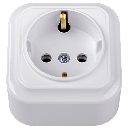 Розетка штепсельная для открытой установки с заземляющим контактом РА16-0102 8776BY