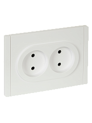 FORTE&PIANO Розетка 2-местная без заземления с защитными шторками безвинтовое крепление 10А FP225 белый IEK FP-R23-10-1-K01