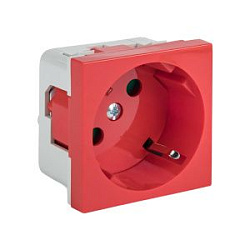 Розетка 45х45 PRO с зазем., с защ. шторками, 45 градусов, красная EKF E6MR16-028-70-45