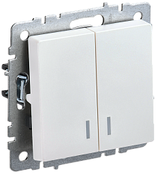 BRITE Выключатель 2-клавишный с индикацией 10А ВС10-2-1-БрЖ жемчуг IEK BR-V20-1-10-K36