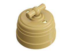 Выключатель ретро пластиковый поворотный на четыре положения (2-х клавишный), IP20, цвет - песочное GE30401-32