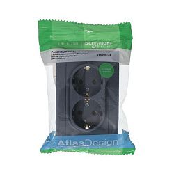 Розетка 2-м СП AtlasDesign 16А IP20 с заземл. в сборе грифель SE ATN000724 1240403