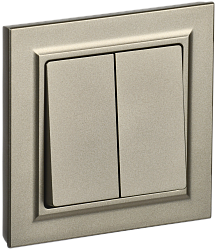 BRITE Выключатель 2-клавишный 10А в сборе ВСР10-2-0-БрШ шампань IEK BR-V20-0-10-K37-F