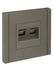 FORTE&PIANO Розетка двойная RJ11+RJ45 кат.5E FP535 сталь IEK FP-KT20-O-1-K46