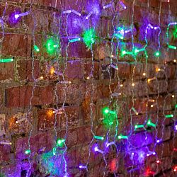 Гирлянда светодиодная Занавес 2х1,5м 192 LED МУЛЬТИКОЛОР прозрачный ПВХ IP65 постоянное свечение 230В блок в комплекте NEON-NIGHT 235-309-6