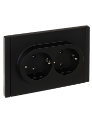 FORTE&PIANO Розетка 2-местная с заземлением без защитных шторок безвинтовое крепление 16А FP124 черный IEK FP-R21-16-1-K02