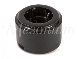 Розетка ретро фарфоровая, двухполюсная, с заземляющим контактом, коллекция "CILINDRO" , цвет - черны GE90301-05