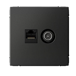 Розетка компьютерная + телевизионная 2-м ArtGallery RJ45 + TV кат.5E базальт SE GAL001489 1823495