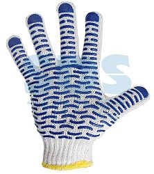 Перчатки х/б с нанесением ПВХ, 5 нитей, 55-56 г., 10 класс вязки, «Волна» 09-0214