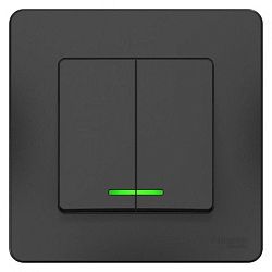 Выключатель 2-кл. СП Blanca 10А IP20 (сх. 5) 250В с подсветкой антрацит SE BLNVS010516 1210372