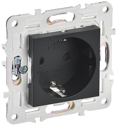 SKANDY Розетка с заземлением с защитными шторками 16А безвинтовое крепление SK-R06Bl черный IEK SK-R14-16-1-K02