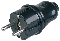 Вилка разборная прямая ВПп10-02-Ст с заземляющим контактом 16А черная IEK EVP10-16-01-K02