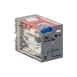 Реле промежуточное с кнопкой и мех. Индикацией RPAt 22/4 5A 24В DC EKF rpat-22-4-24DC