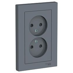 Розетка 2-м СП AtlasDesign 16А IP20 без заземл. защ. шторки в сборе грифель SE ATN000722 1240402