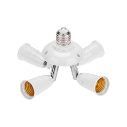 Разветвитель цокольный Е27-4хЕ27 (поворотный цоколь) белый REXANT 11-8864