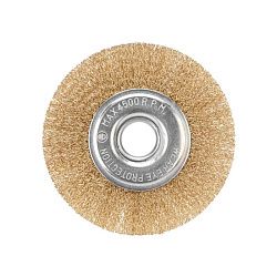 Щетка дисковая для УШМ, витая латунированная проволока, 125мм, отв. 22,23мм KRANZ KR-91-1242