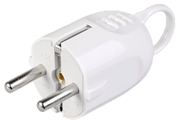 Вилка разборная угловая ВПу12-01-Ст с заземляющим контактом с кольцом 16А белая IEK EVP12-16-01-K01