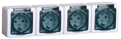 Розетка 4-местная для открытой установки РСб24-3-ГПБд с заземляющим контактом IP54 ГЕРМЕС PLUS (цвет крышки: дымчатый) IEK ERMP42-K03-16-54-EC
