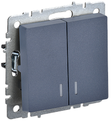 BRITE Выключатель 2-клавишный с индикацией 10А ВС10-2-1-БрМ маренго IEK BR-V20-1-10-K35