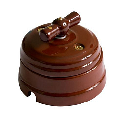 Выключатель ретро фарфоровый поворотный на 4 положения, цвет - коричневый GE70403-04