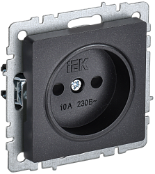 BRITE Розетка 1-местная без заземления с защитными шторками 10А РСш10-2-БрЧ черный IEK BR-R13-10-K02