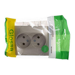 Розетка 2-м СП Glossa 16А IP20 без заземл. в сборе титан SE GSL000420 1063782