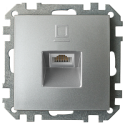 Розетка компьютерная скрытой установки РК18-007 серебро 6046BY