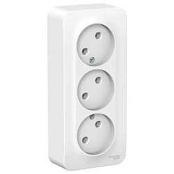 Розетка 3-м ОП Blanca 16А IP20 250В без заземл. без защ. шторок с изолир. пластиной бел. SE BLNRA000311 1210467