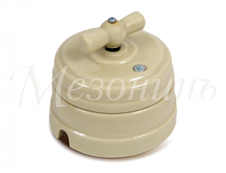 Выключатель ретро фарфоровый поворотный на четыре положения (2-х клавишный, в компл с подъемн GE70401-02