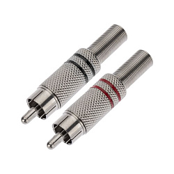 Разъем штекер RCA металл пайка черный/красный PROconnect 14-0405-4