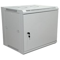 Шкаф настенный 19" 12U 600×450×635мм (ШxГxВ) - передняя дверь металл, боковые стенки съемные (разобранный) RAL 7035 REXANT PRO 04-2212