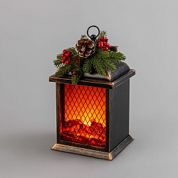 Светодиодный камин Рождество с эффектом живого огня 15х14х26см, батарейки 2хС (не в комплекте) и USB, бронзовый NEON-NIGHT 511-027