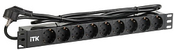 ITK PDU 9 розеток DIN49440 (нем. станд.) 1U, шнур 2м вилка DIN49441 (нем. станд.), профиль из ПВХ, черный PH22-9D1-P