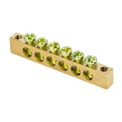 Шина PEN "ноль-земля" (6x9мм) 6 отв. латунь крепеж по краям EKF sn0-63-06-k