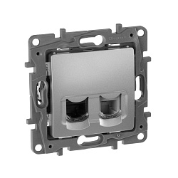 ETIKA Розетка двойная RJ11+RJ45 кат.5E UTP алюминий 672452