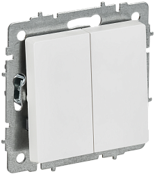 BRITE Выключатель 2-клавишный проходной 10А ВС10-2-6-БрАБ арктический белый IEK BR-V22-0-10-K91