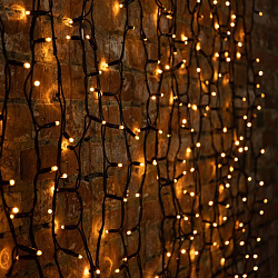 Гирлянда "Светодиодный Дождь" 2х3м, постоянное свечение, черный провод "КАУЧУК", 230 В, диоды ЖЁЛТЫЕ 237-141