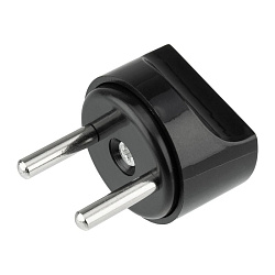 Адаптер сетевой (переходник) с Евро А/F на вилку С1 CEE 7/2 «Питер» 6А б/з черный REXANT 11-1067