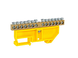 Шина PE "земля" на DIN-изоляторе ЖЕЛТЫЙ 6х9-14 DEKRON AN0803-0017
