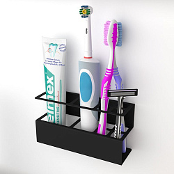 Держатель для хранения зубных щеток и аксессуаров для ванны, черный REXANT 38-0703