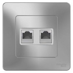 Розетка компьютерная 2-м СП Blanca RJ45 кат.5E алюм. SE BLNIS045453 1210339