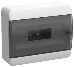 TEKFOR Корпус пластиковый БЕЛЫЙ ЩРН-П-12, IP41 черная прозрачная дверь IEK TF5-KP12-N-12-41-K01-K03