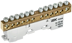 TEKFOR Шина N "ноль" неизолированная на универсальном держателе 8х12-12-С IEK TF-NN20-12-DL-K07