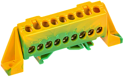 TEKFOR Шина PE "земля" в комбинированном DIN-изоляторе "Стойка" 6х9-9-ЖЗ IEK TF-NN10-09-DP-K52