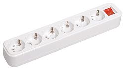 Розетка переносная разборная с заземлением с выключателем К06В 6 мест CLASSIC IEK KYP11-16-06-00-ZK